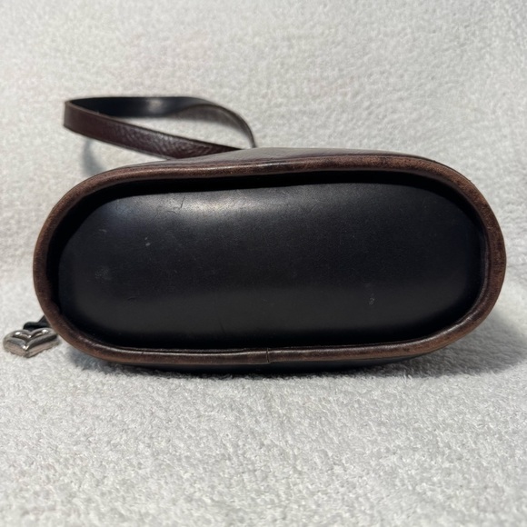 Vintage Brighton Leather Croc Embossed Shoulder Bag Brown Black Bucket Style - Picture 7 of 12